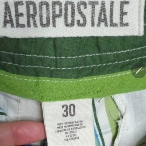 Aeropostale Green Plaid Men's Shorts Old Navy Slubbed Cotton Green Polo Shirt L - Picture 13 of 16